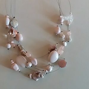 Pink layered bead necklace